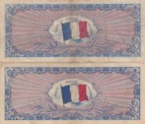 France Lot 500 Francs AMC (Flag) + 100 Francs AMC (Flag)- Serial 2 -  VF
