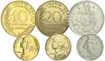 France Lot Centimes France 2000 (3 pièces)