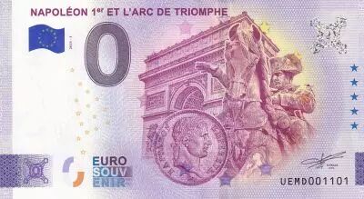France Lot of 2 x 0 Euro Souvenir - Napoleon Arc of Triumph in Paris - Classic and Anniversay - 2025