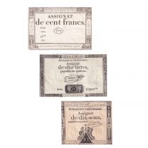 France Lot of 3 assignats - Varieties years and serials - F to VF