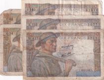 France Lot of 5 x10 Francs Miner - 1943 to 1947 - 5 issuing date - aF