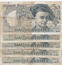 France Lot of 50 Francs Quentin de la Tour - 1984 to 1988 - G- VG