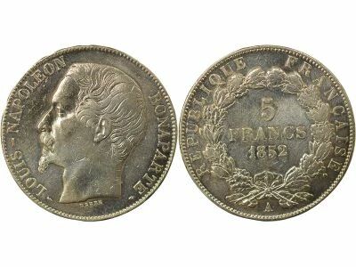 France Louis Napol�on Bonaparte - 5 Francs Argent - 1852 A Paris
