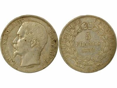 France Louis Napol�on Bonaparte - 5 Francs Argent - 1852 A Paris