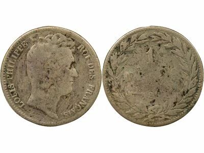 France Louis Philip I - Silver Franc, Bare Head - 1831 B Rouen