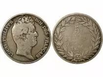 France Louis Philippe - 5 Francs Argent, sans I - 1830 A Paris