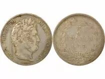 France Louis Philippe - 5 Silver Francs, Raised Lettering - 1833 T Nantes