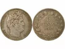 France Louis Philippe - 5 Silver Francs, Raised Lettering - 1845 K Bordeaux
