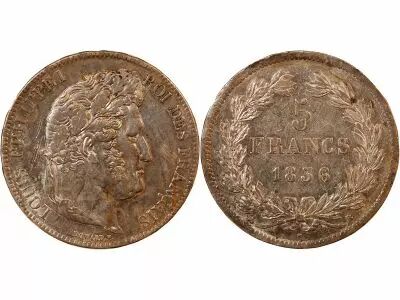 France Louis Philippe - 5 Silver Francs, Type Domard, Raised Edge - 1836 B Rouen