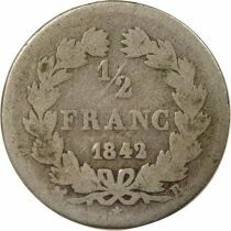 France Louis Philippe I - 1/2 Franc Argent - 1842 B Rouen