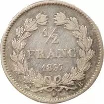 France Louis Philippe I - 1/2 Silver Franc - 1837 B Rouen
