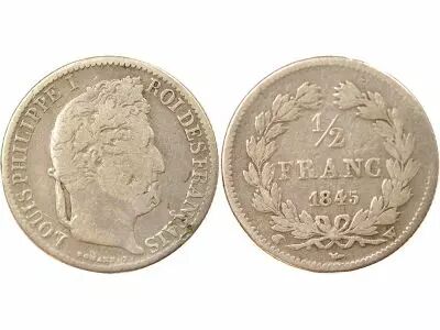 France Louis Philippe I - 1/2 Silver Franc - 1845 W Lille
