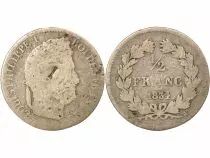 France Louis Philippe I - 1/2 Silver Franc, Countermarked - 1834 W Lille