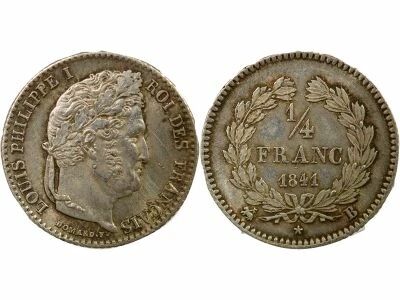France Louis-Philippe I - 1/4 Franc Argent - 1841 B Rouen