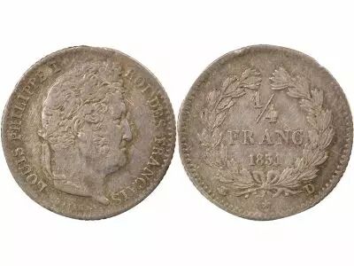 France Louis Philippe I - 1/4 Silver Franc - 1831 D Lyon