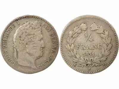 France Louis Philippe I - 1/4 Silver Franc - 1831 M Toulouse