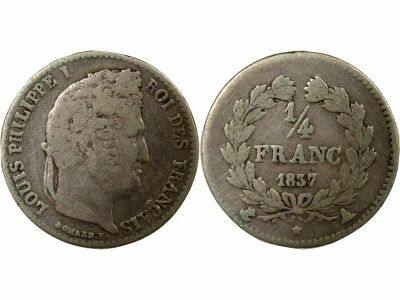 France Louis Philippe I - 1/4 Silver Franc - 1837 A Paris