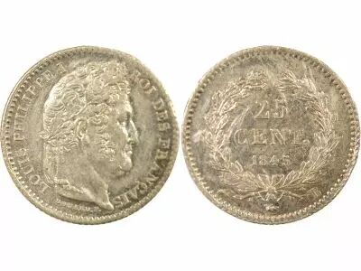 France Louis Philippe I - 1/4 Silver Franc - 1845 B Rouen