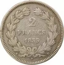 France Louis Philippe I - 2 Silver Francs - 1835 D Lyon
