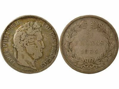 France Louis-Philippe I - 5 Francs Argent - 1834 Q Perpignan
