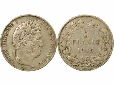 France Louis Philippe I - 5 Francs Argent, Domard, 3e Type - 1845 K Bordeaux