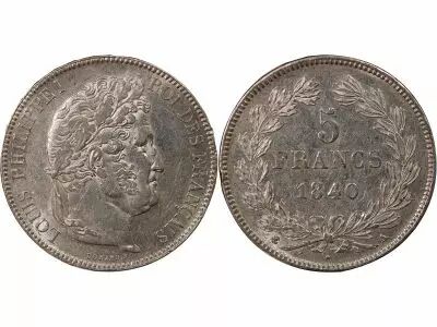 France Louis Philippe I - 5 Francs Argent, Domard, Tr. en Relief - 1840 A Paris