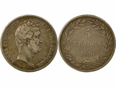 France Louis-Philippe I - 5 Francs Argent, Tr. en Creux - 1830 A Paris