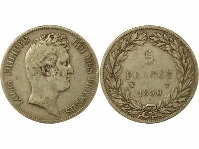 France Louis-Philippe I - 5 Francs Argent, Tr. en Creux - 1830 W Lille