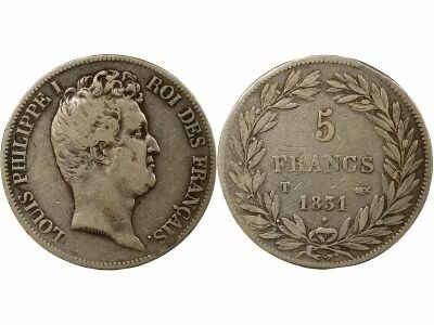 France Louis Philippe I - 5 Francs Argent, Tr. en Creux - 1831 T Nantes