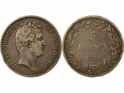 France Louis-Philippe I - 5 Francs Argent, Tr. en Relief - 1830 A Paris