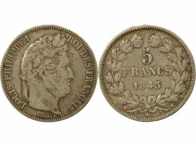 France Louis-Philippe I - 5 Silver Francs - 1843 K Bordeaux