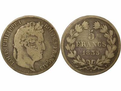 France Louis-Philippe I - 5 Silver Francs, Domard - 1835 T Nantes