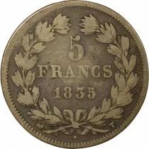 France Louis-Philippe I - 5 Silver Francs, Domard - 1835 T Nantes