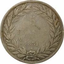 France Louis Philippe I - 5 Silver Francs, Hollowed Edge - 1831 Q Perpignan