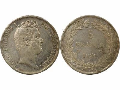 France Louis Philippe I - 5 Silver Francs, Hollowed Edge - 1831 W Lille