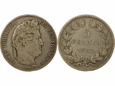 France Louis Philippe I - 5 Silver Francs, Raised Edge - 1832 T Nantes
