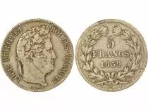 France Louis Philippe I - 5 Silver Francs, Raised Edge - 1839 D Lyon