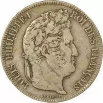 France Louis Philippe I - 5 Silver Francs, Raised Edge - 1839 D Lyon