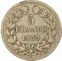 France Louis Philippe I - 5 Silver Francs, Raised Edge - 1839 D Lyon