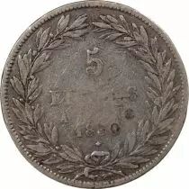 France Louis Philippe I - 5 Silver Francs, Without I, Hollowed Edge - 1830 A Paris