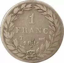 France Louis Philippe I - Silver Franc, Bare Head - 1831 T Nantes