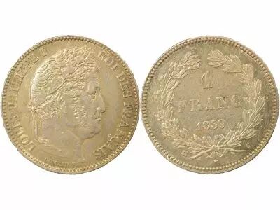 France Louis Philippe I - Silver Franc, Laureate Head - 1839 K Bordeaux