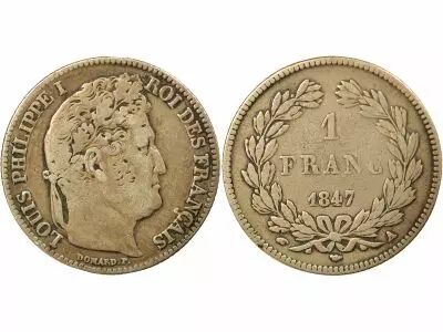 France Louis Philippe I - Silver Franc, Laureate Head - 1847 A Paris