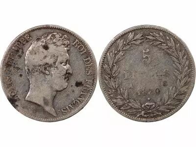 France Louis Philippe Ier - 5 Francs Argent, Sans Le I, Tr Creux - 1830 A Paris