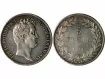 France Louis Philippe Ier - 5 Francs Argent 1831 W Lille  \ Type Tiolier - Tr Creux\ 
