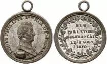 France Louis Philippe Ier - Elu par le v?u des Fran&ccedil;ais - 1830 - Etain