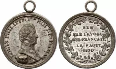 France Louis Philippe Ier - Elu par le v?u des Fran�ais - 1830 - Tin