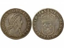France Louis XIII - 1/12 Silver Ecu, 2nd Bust of Warin - 1643 A Paris Matignon