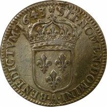 France Louis XIII - 1/12 Silver Ecu, 2nd Buste of Warin - 1643 A Paris (Matignon)