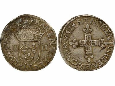 France Louis XIII - 1/4 Silver Ecu - 1643 N Montpellier